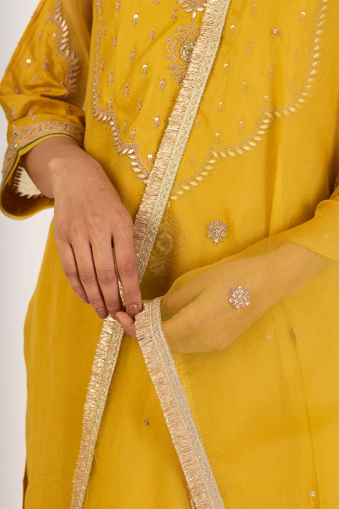 Almas Dupatta - Lime