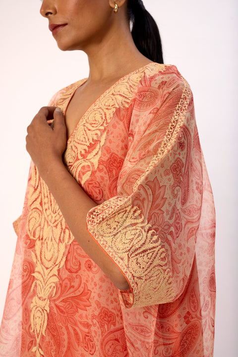 Gulnaar Kaftan and Pant - Peach