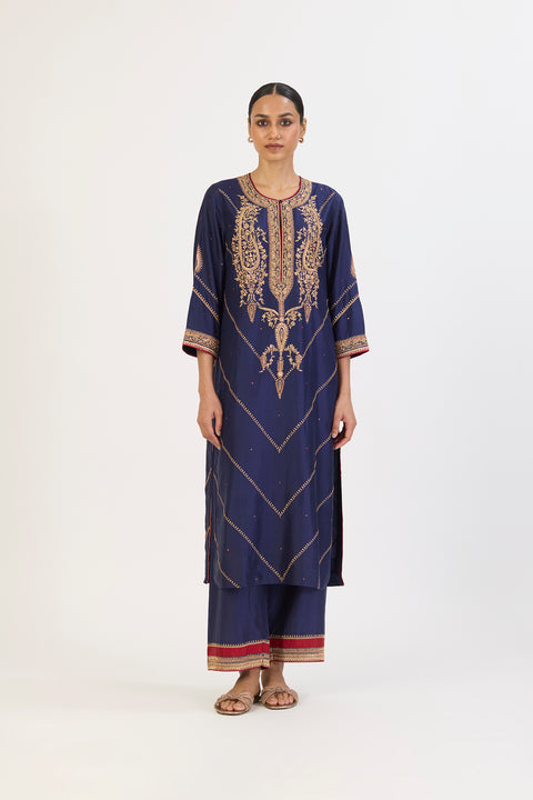 Riddhima Kurta and Pant - Navy Blue