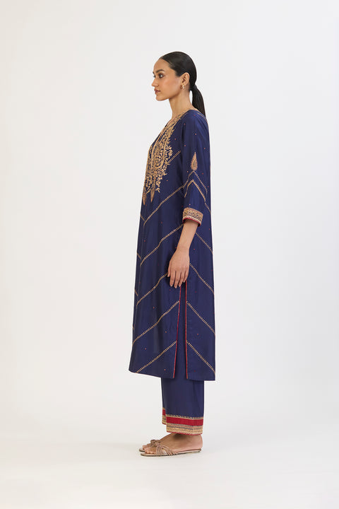 Riddhima Kurta and Pant - Navy Blue