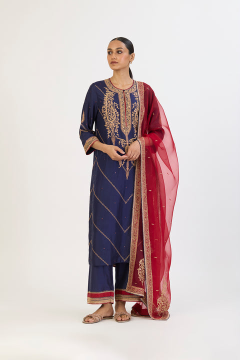 Riddhima Kurta and Pant - Navy Blue