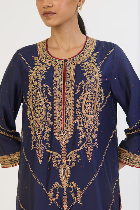 Riddhima Kurta and Pant - Navy Blue