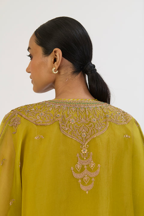 Shambhavi Kaftan and Pant - Lime Green