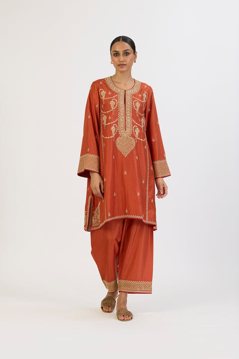 Shibani Kurta and Pant - Rust