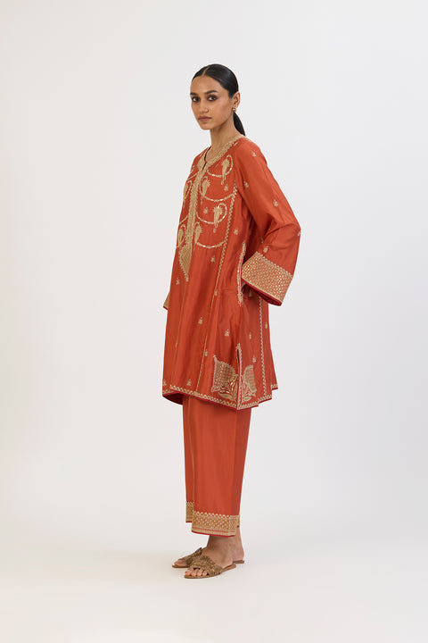 Shibani Kurta and Pant - Rust