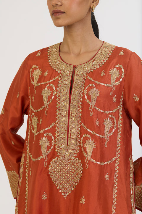Shibani Kurta and Pant - Rust