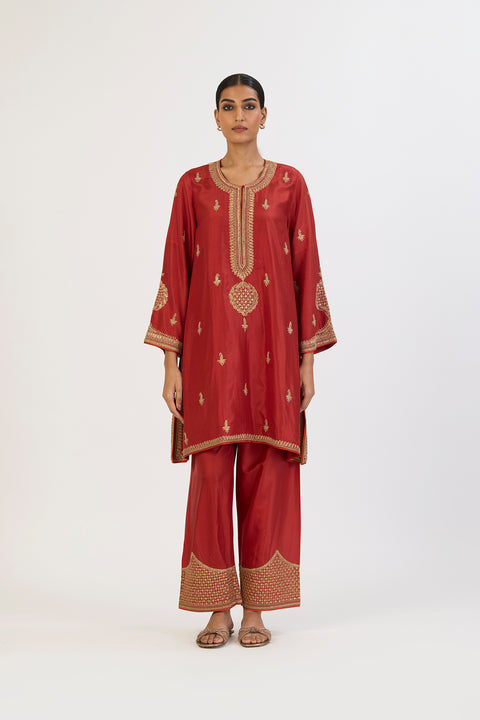 Nitya Kurta and Pant - Rust Red