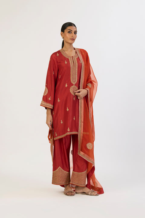 Nitya Kurta and Pant - Rust Red