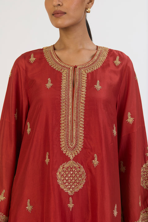 Nitya Kurta and Pant - Rust Red
