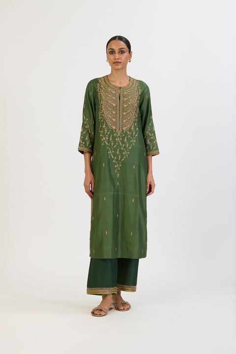Chitrali Kurta and Pant - Green