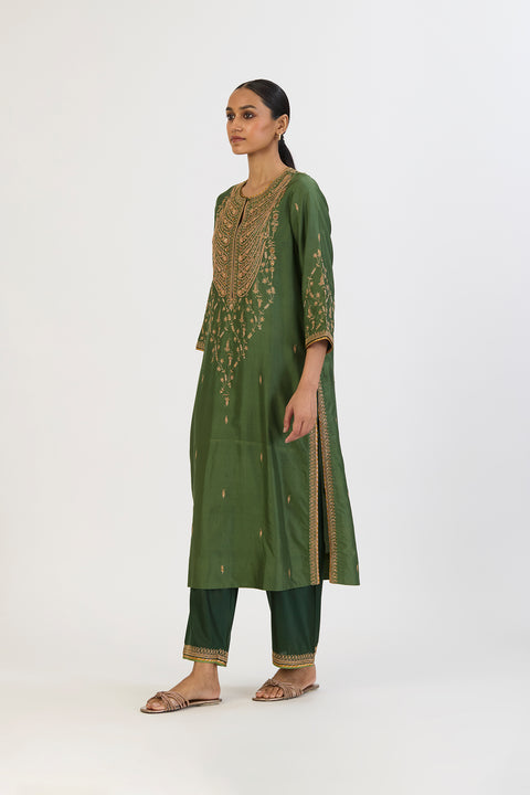 Chitrali Kurta and Pant - Green