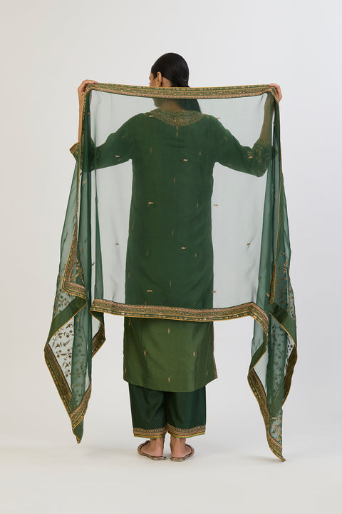 Surmai Dupatta - Green