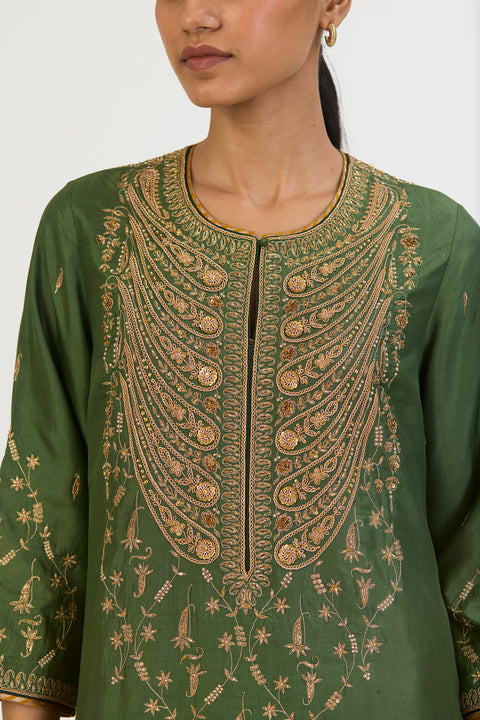 Chitrali Kurta and Pant - Green