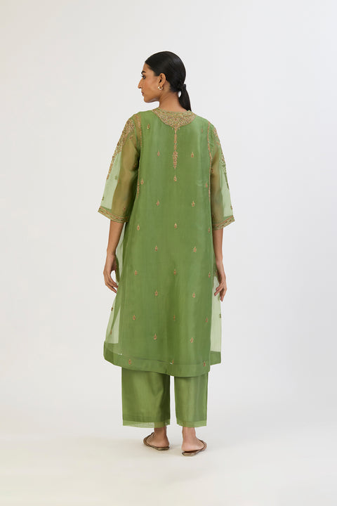 Vamika Kurta and Pant - Dull Green