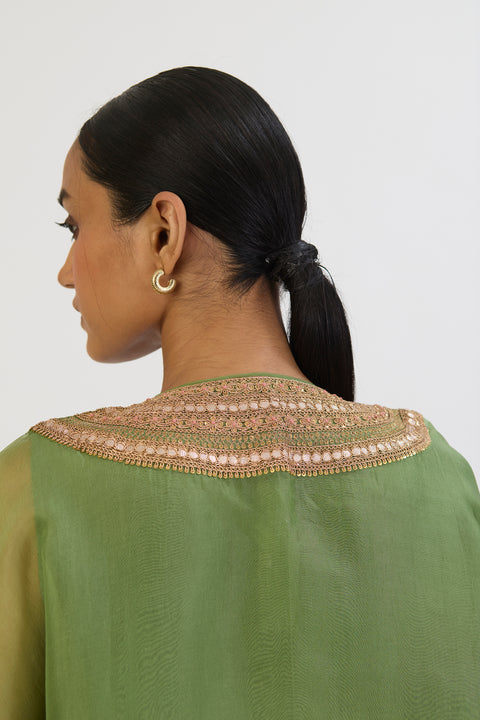 Mitali Kaftan and Pant - Dull Green