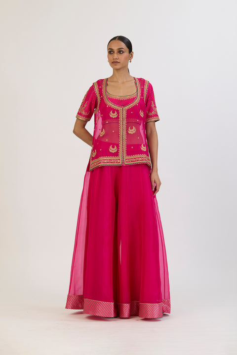 Afreen Sharara Set - Fuschia