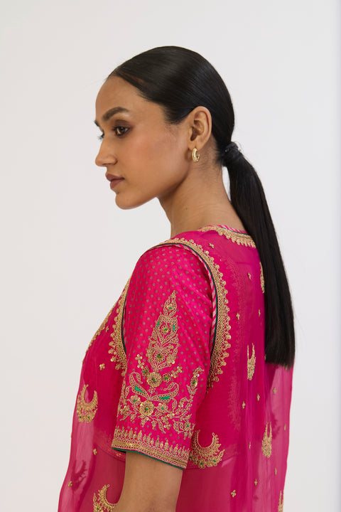 Afreen Sharara Set - Fuschia
