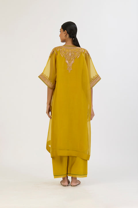 Niharika Kaftan and Pant - Lime Green