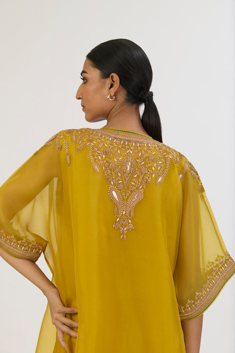Niharika Kaftan and Pant - Lime Green