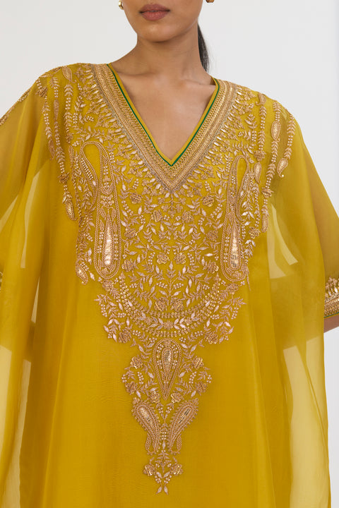 Niharika Kaftan and Pant - Lime Green
