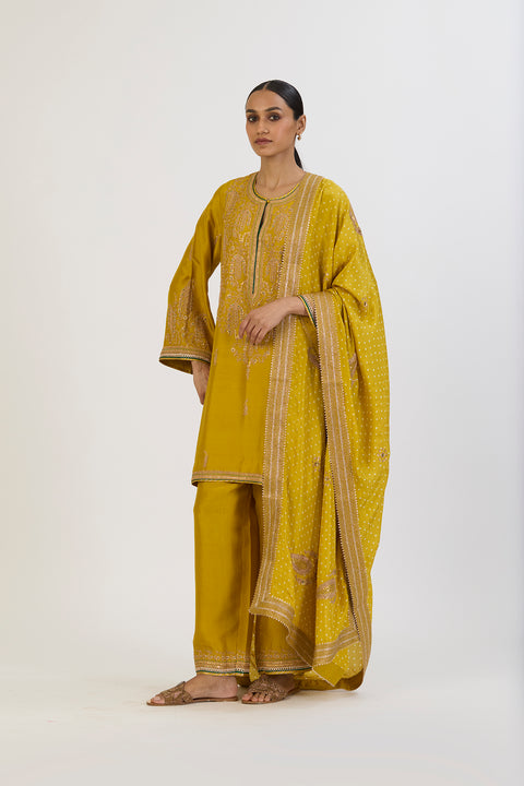 Jashvi Bandhani Dupatta - Lime Green
