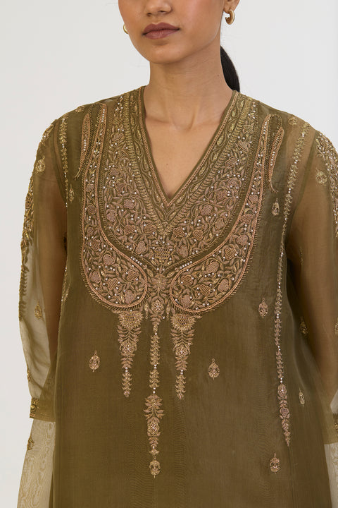 Vamika Kurta and Pant - Mehndi Green