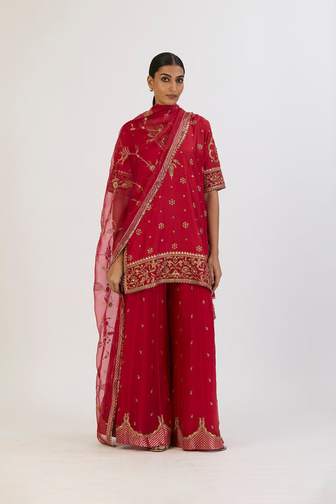Dhvani Kurta and Sharara - Red