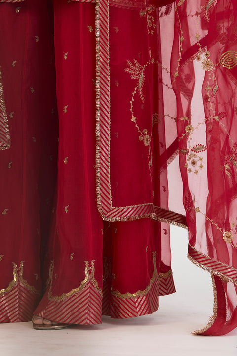 Dhvani Kurta and Sharara - Red