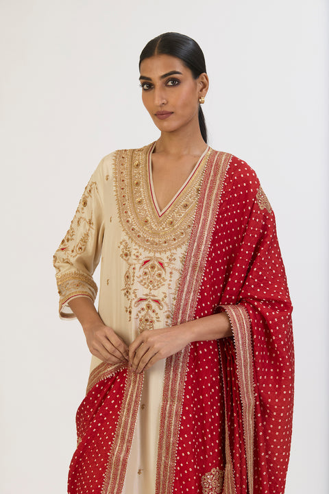 Avanti Bandhani Dupatta - Red