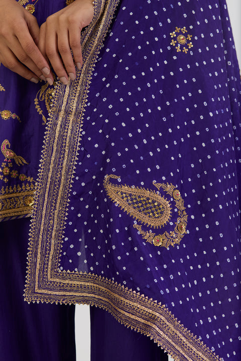 Jashvi Bandhani Dupatta - Purple