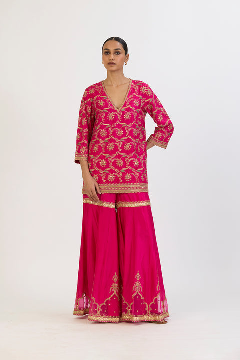 Kalindi Kurta and Sharara - Fuschia