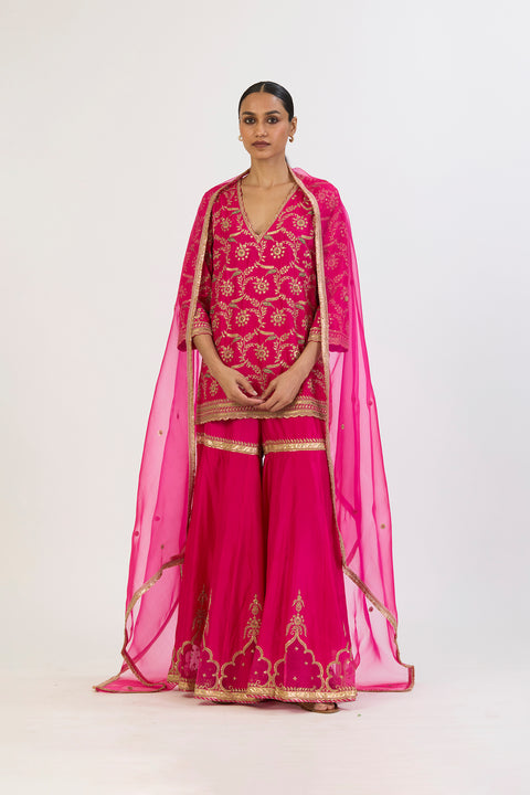 Kalindi Kurta and Sharara - Fuschia