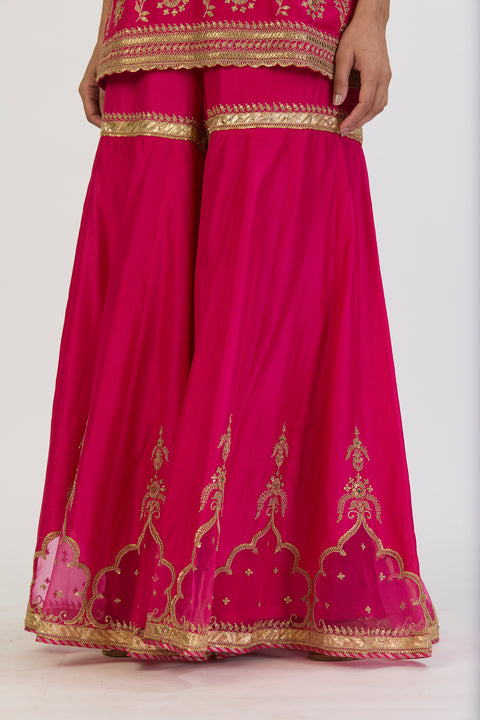Kalindi Kurta and Sharara - Fuschia