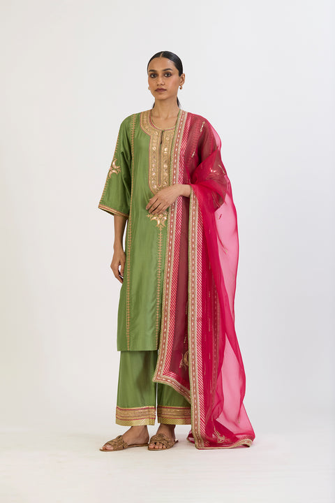 Ruhani Kurta and Pant - Dull Green