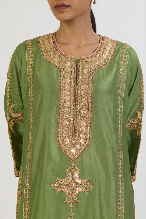 Ruhani Kurta and Pant - Dull Green