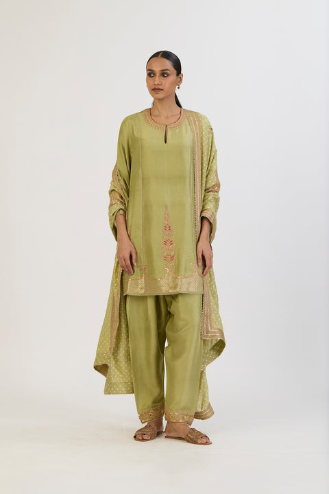 Jashvi Bandhani Dupatta - Sea Green
