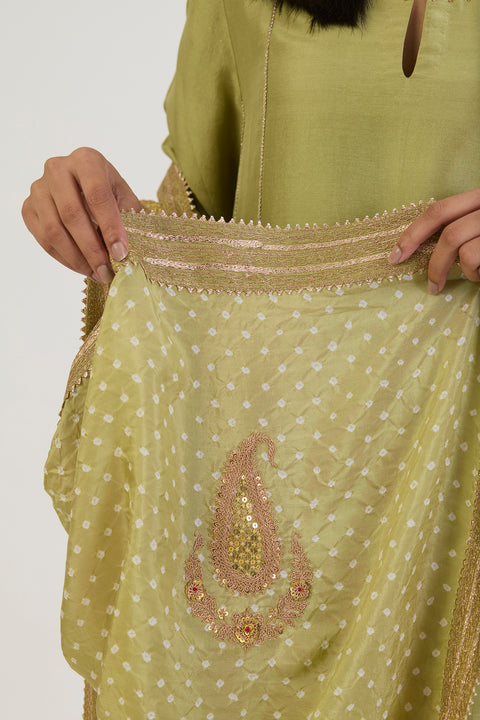 Jashvi Bandhani Dupatta - Sea Green