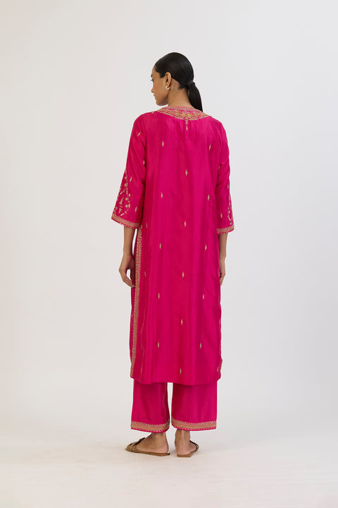 Chitrali Kurta and Pant - Fuschia