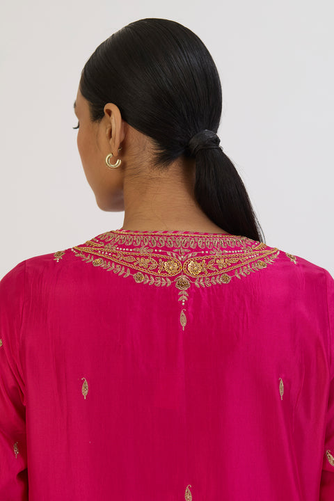 Chitrali Kurta and Pant - Fuschia