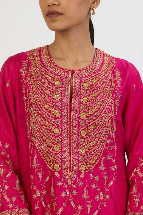 Chitrali Kurta and Pant - Fuschia