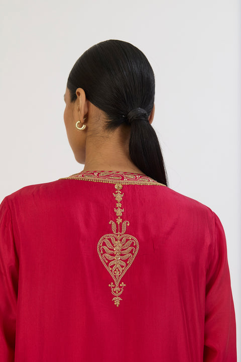 Manjari Kurta and Pant - Dark Pink