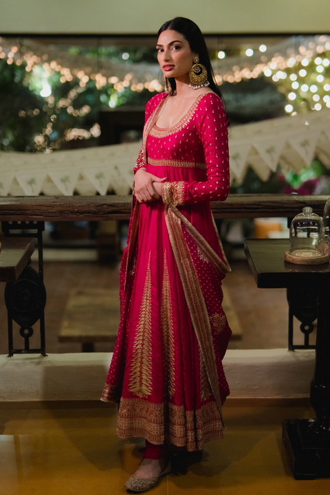 Athiya Anarkali Set-Fuschia