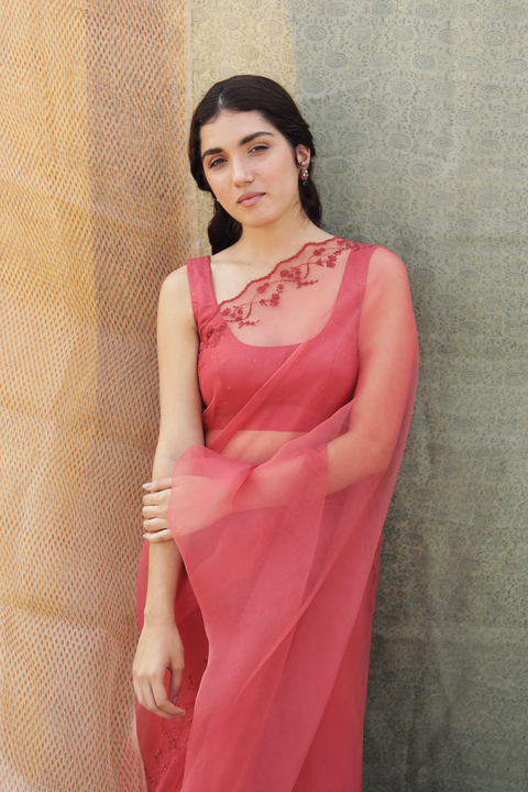 Rhea Saree-Dull Red