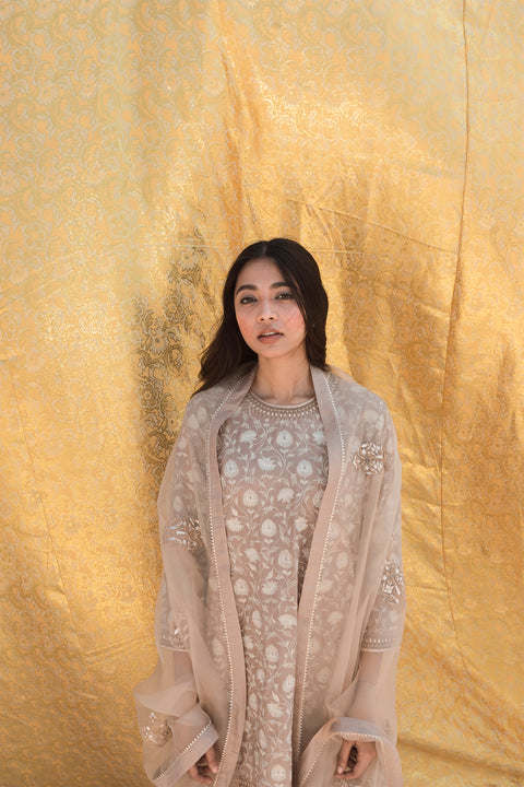 Nisha Kurta and Sharara-Dark Beige