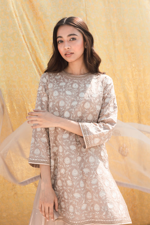 Nisha Kurta and Sharara-Dark Beige