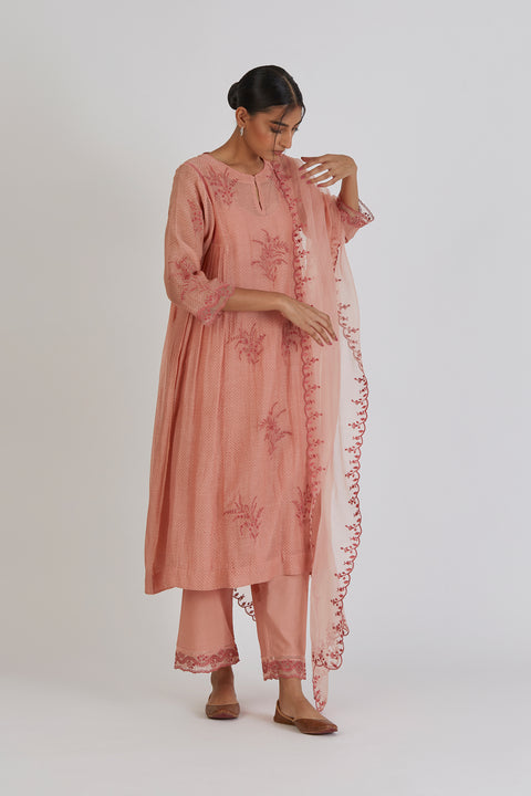 Madhu Kurta and Pant-Salmon Pink