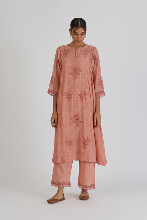 Madhu Kurta and Pant-Salmon Pink