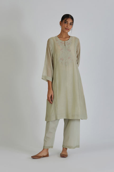 Fiza Kurta and Pant-Sage Blue