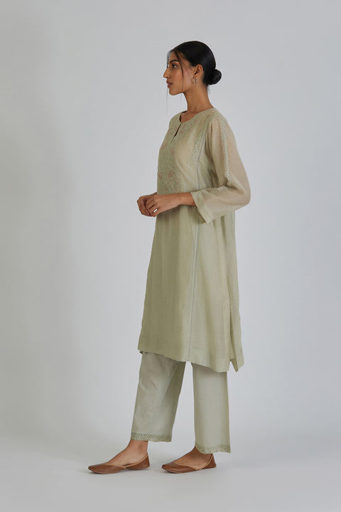 Fiza Kurta and Pant-Sage Blue
