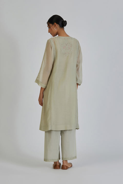 Fiza Kurta and Pant-Sage Blue
